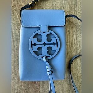 Tory Burch Miller Phone Leather Crossbody in Bluewood NEVER USED! (No bag)